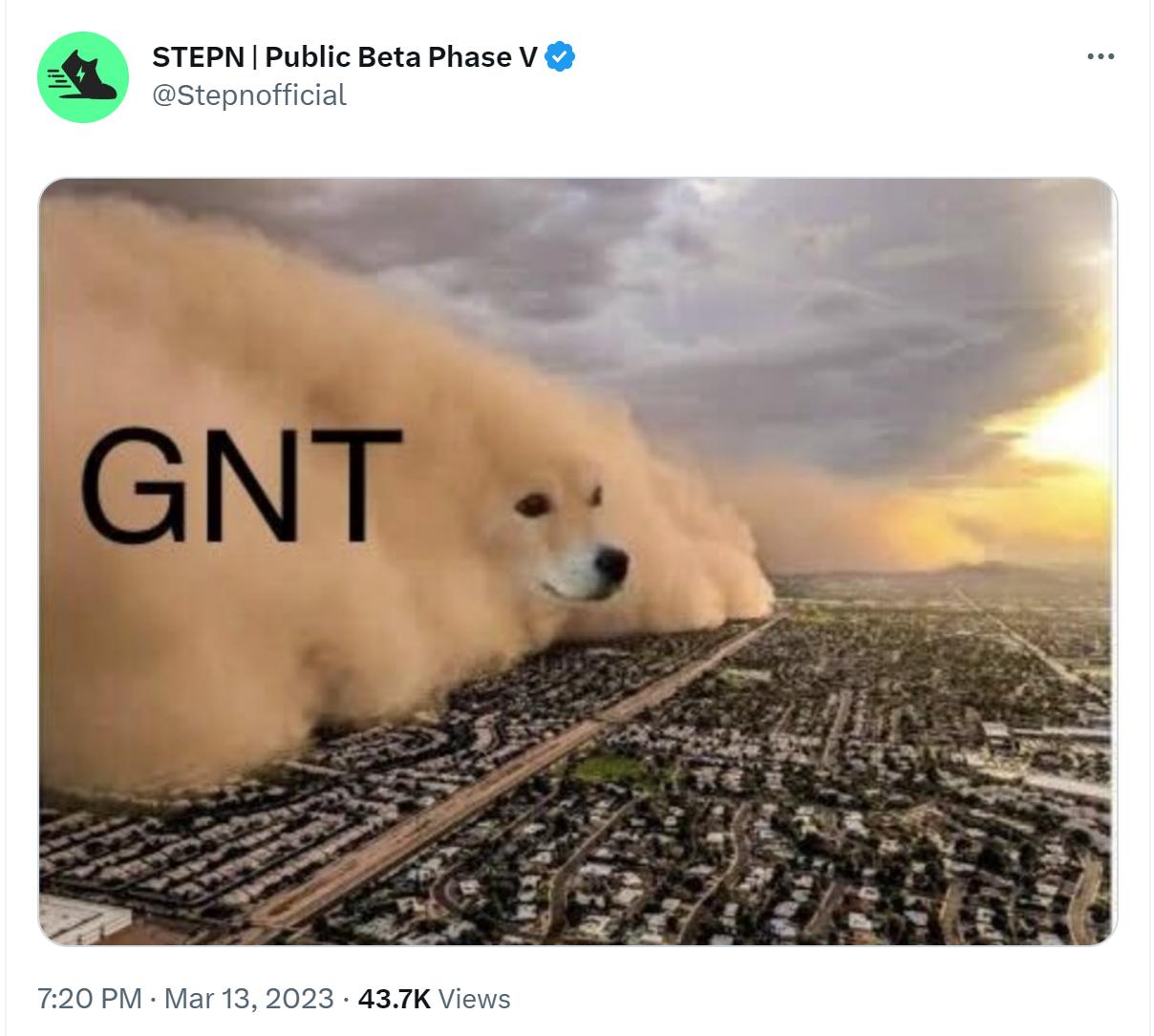 STEPN 官推发布配有 GNT 文字的图片，疑似将发行新代币
